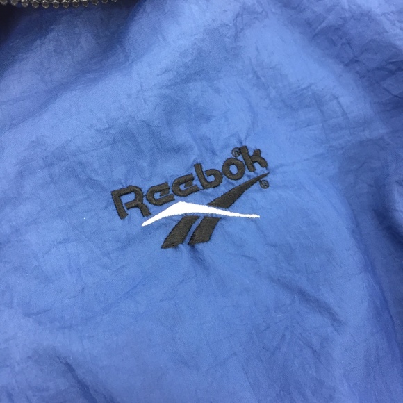REEBOK Zip Blue White Raglan Nylon Windbreaker VTG - Picture 4 of 5